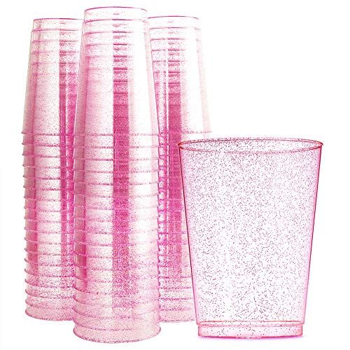 Rose Gold Glitter Plastic Cups