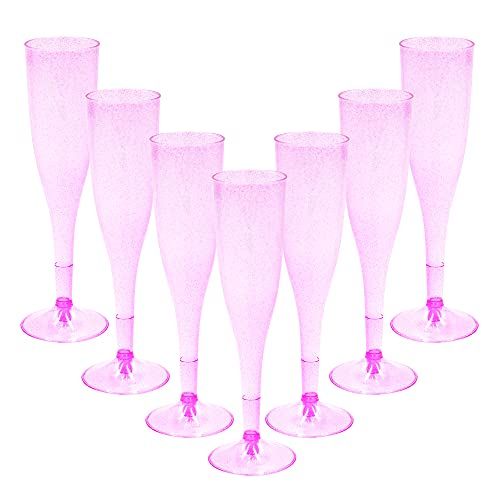 Pink Glitter Plastic Wine Glasses