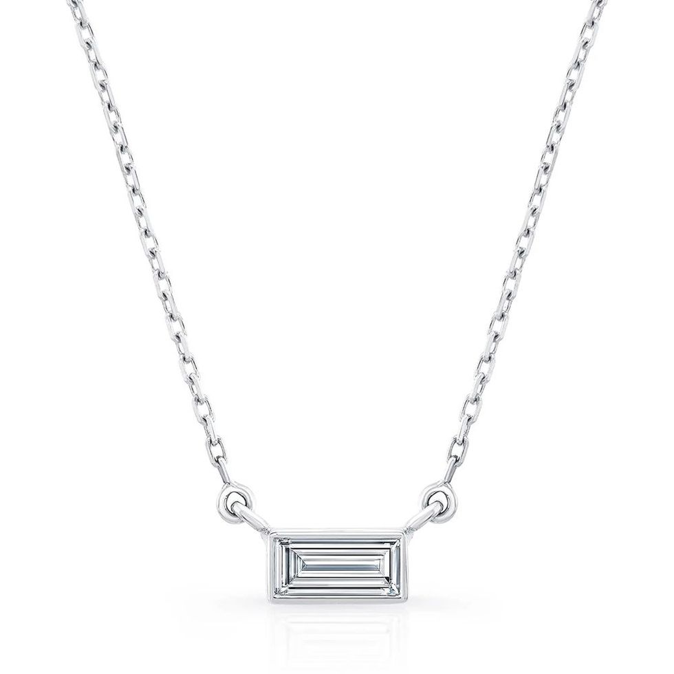 La Petite Baguette Bezel Diamond Necklace