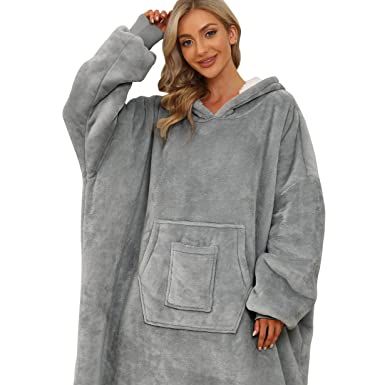 Viviland - Sudadera extragrande de estilo manta con capucha, de tejido  sherpa, suave y cálida, con bolsillo frontal grande, para adultos