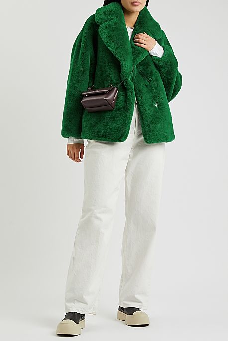 Rita green faux fur coat