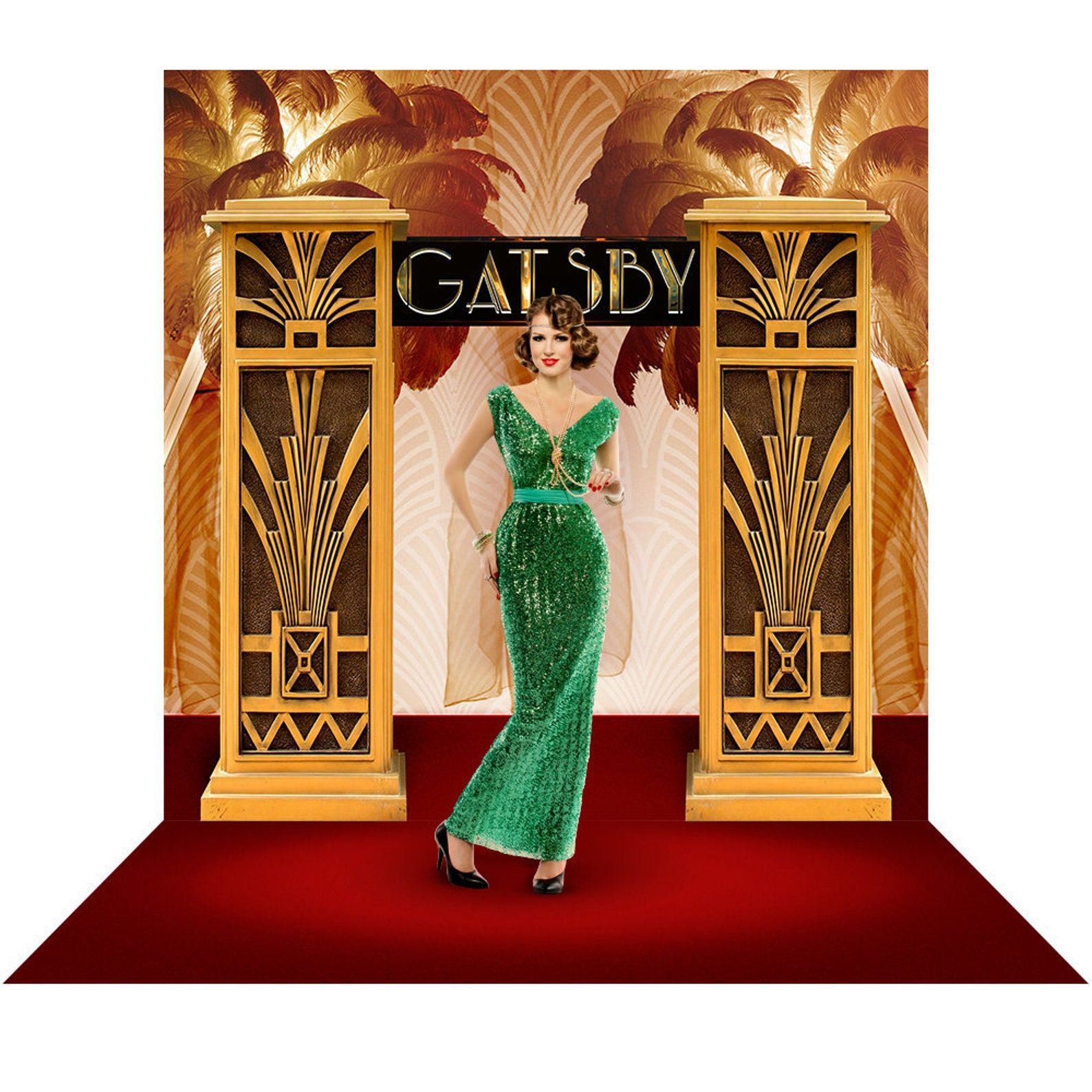 Great Gatsby 1920s Gold Prom Party Decor Photo Backdrop