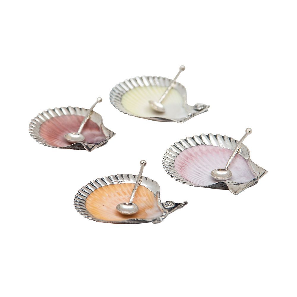Silver Salt Cockle Set with Sterling Silver Spoons