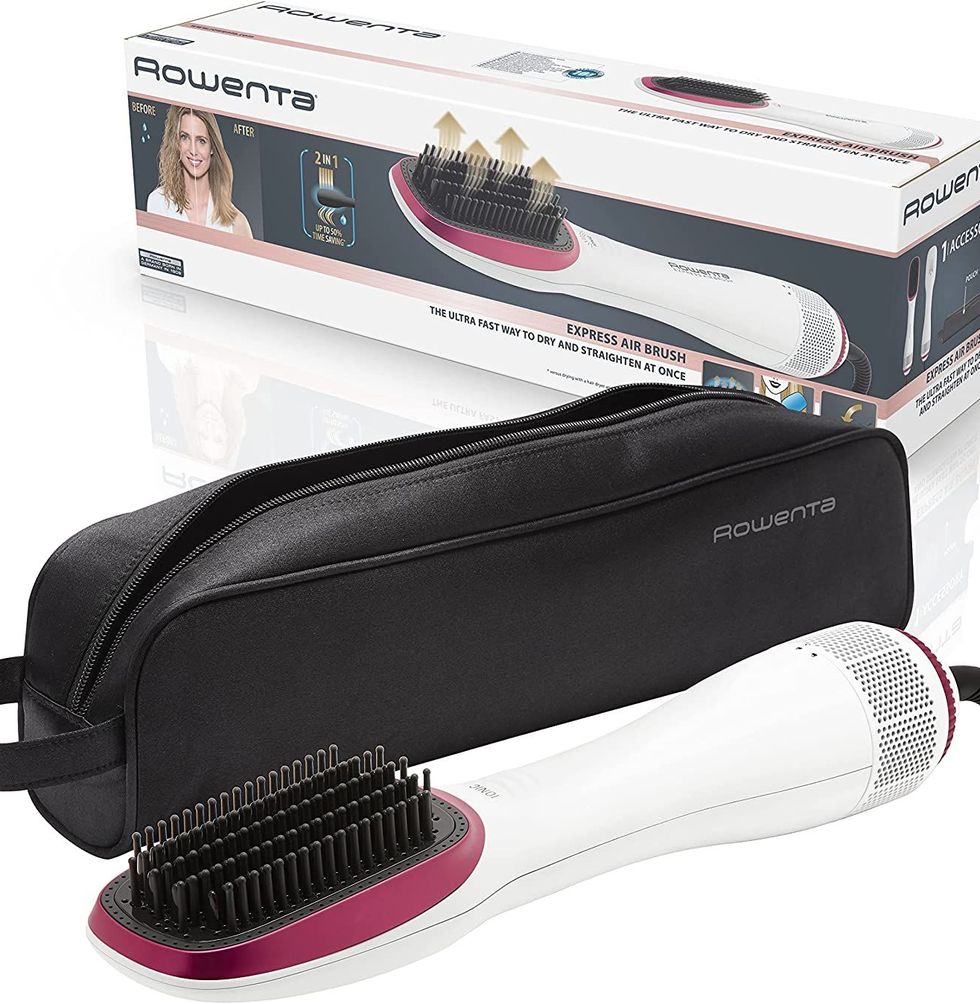 Navaris Cepillo moldeador eléctrico - Rizador de pelo con 4 accesorios -  Cepillo de cerámica para peinar moldear y alisar pelo - Secador de cabello
