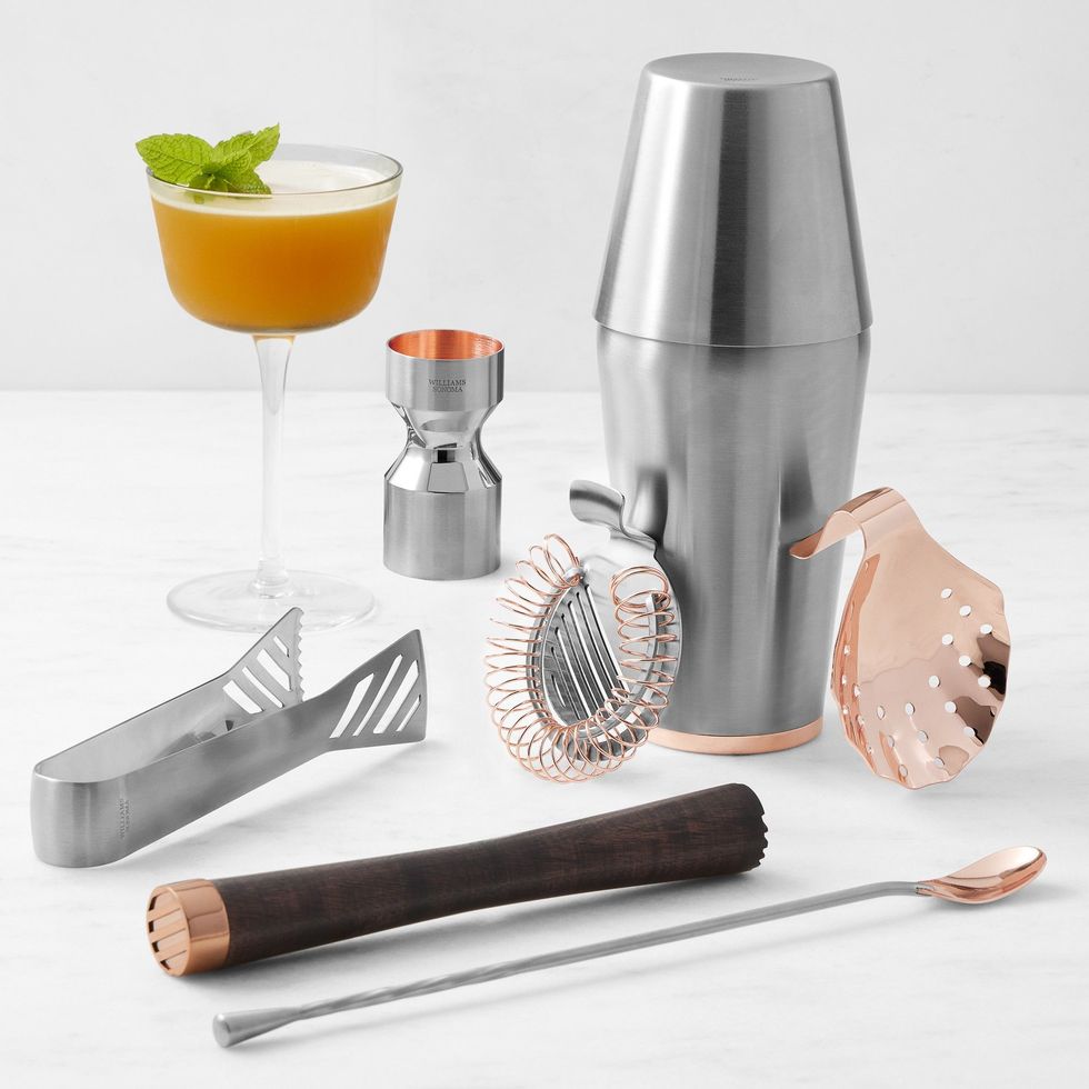 Expert Cocktail Shaker Home Bar Set - 14 Piece Stainless Steel Bar Tools  Kit with Shaking Tins, Flat Bottle Opener, Double Bar Jigger, Hawthorne