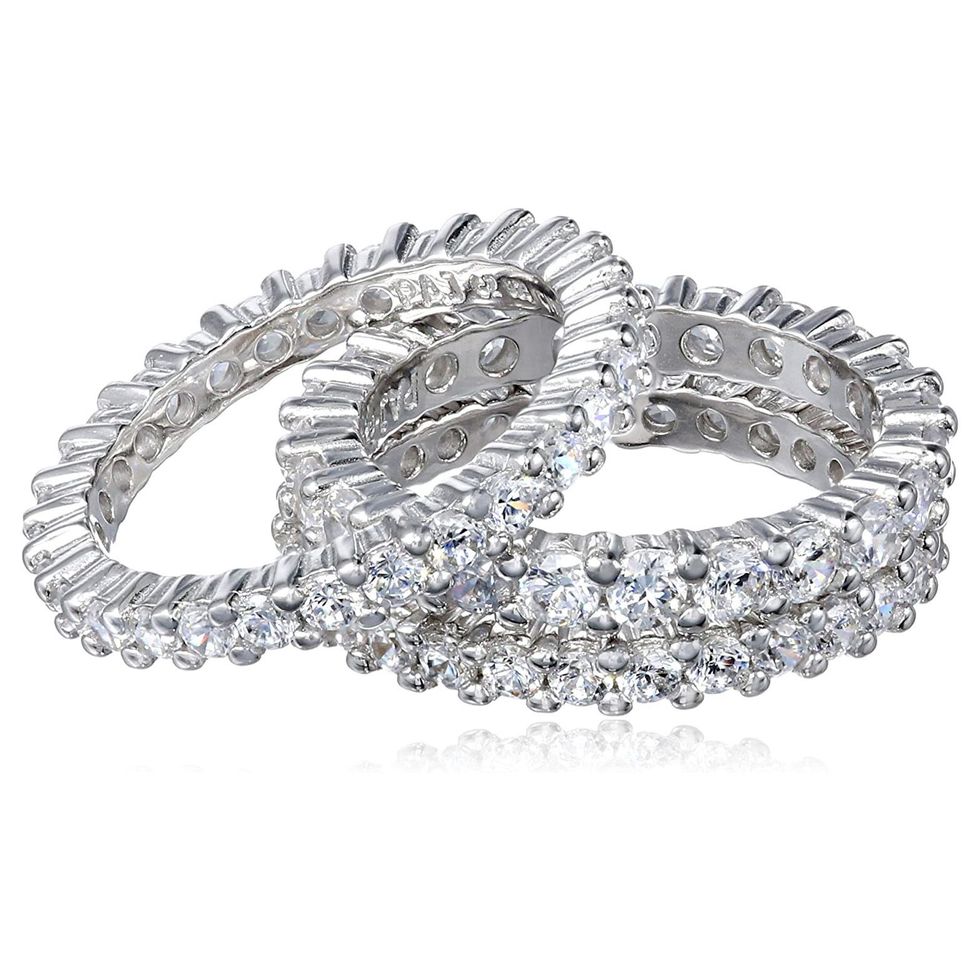 Sterling Silver Cubic Zirconia Stacking Ring Set