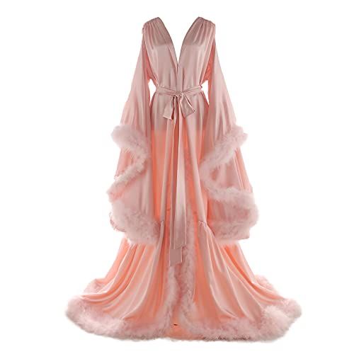 Feather Old Hollywood Silk Long Robe