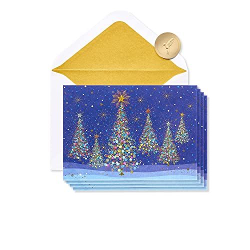 Magical Row of Holiday Christmas Trees Cards