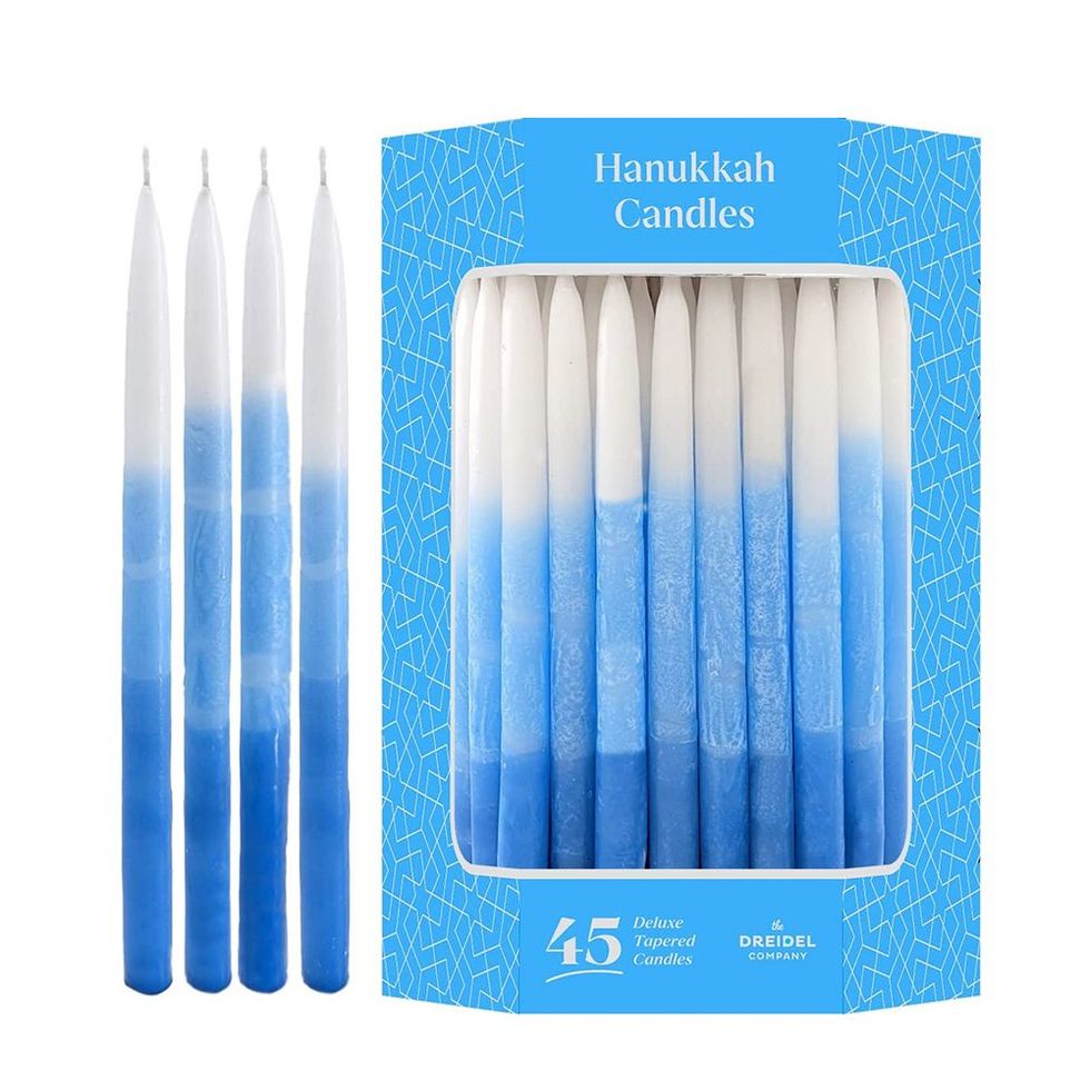 Dripless Deluxe Tapered Pastel Blue-and-White Candles
