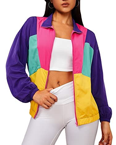 Color Block Sporty Windbreaker Jacket 