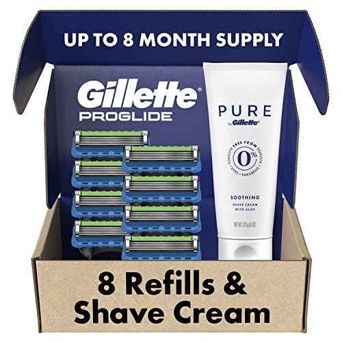 ProGlide Mens Razors Plus Gillette PURE Mens Soothing Shaving Cream with Aloe