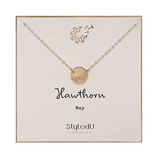 May Birth Flower Necklace - Hawthorn