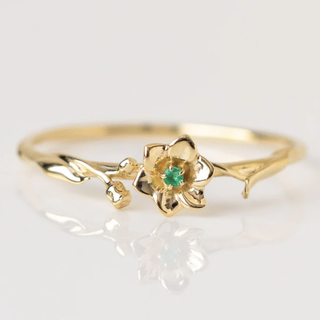 Solid Gold Birth Flower Ring: May - Lily of the Valley
