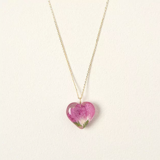 Birth Month Flower Heart Necklace: May — Rose