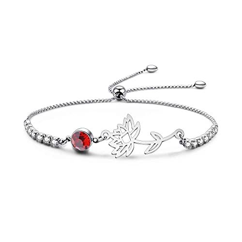 Birth Flower Bracelets: July - Water Lily and Ruby