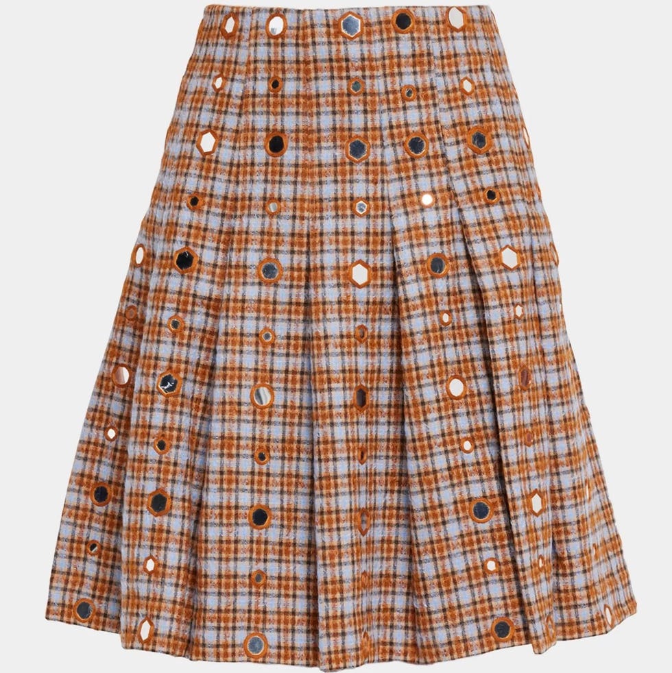 Sitar Plaid Pleated Skirt