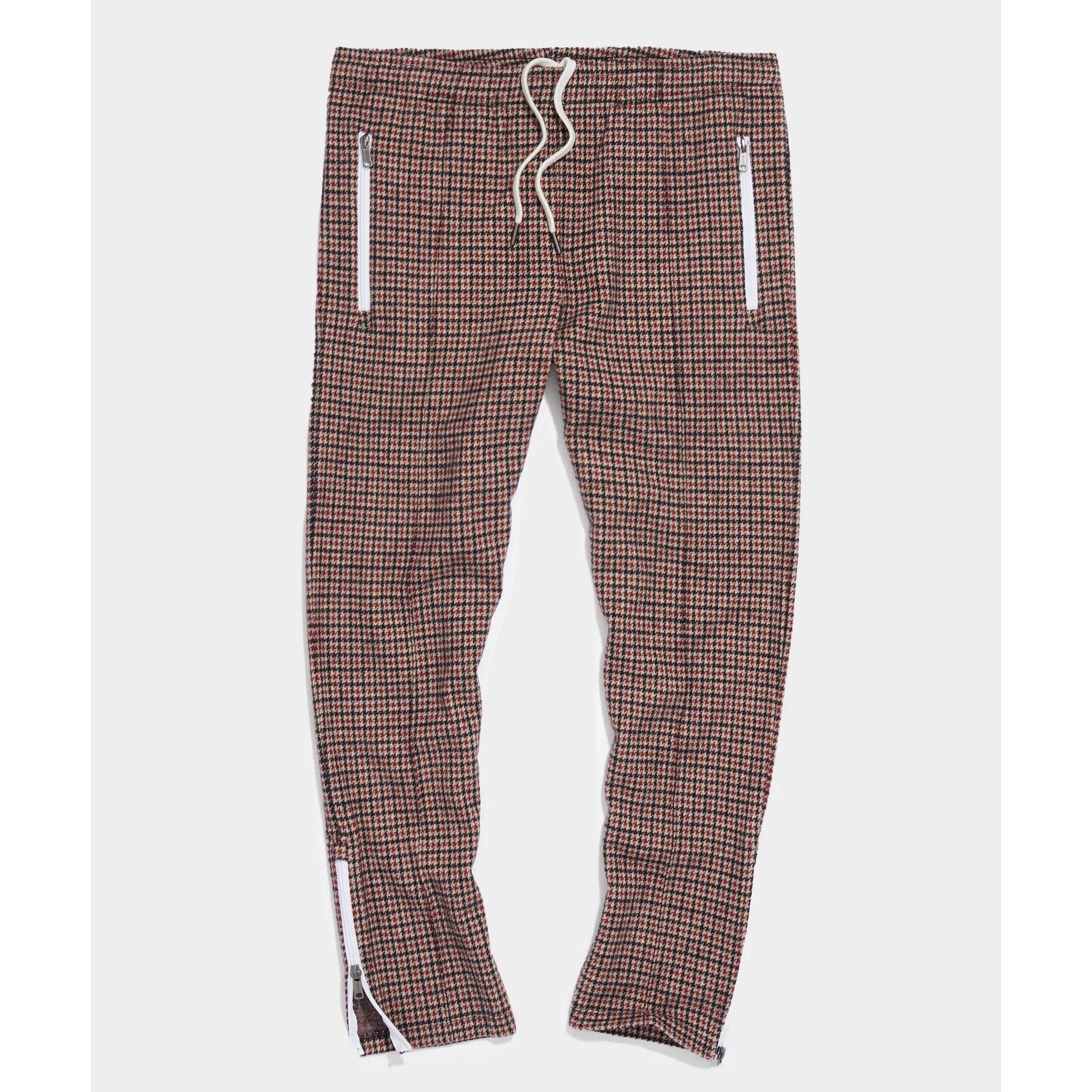 Houndstooth Wool Pintuck Pant in Wineberry