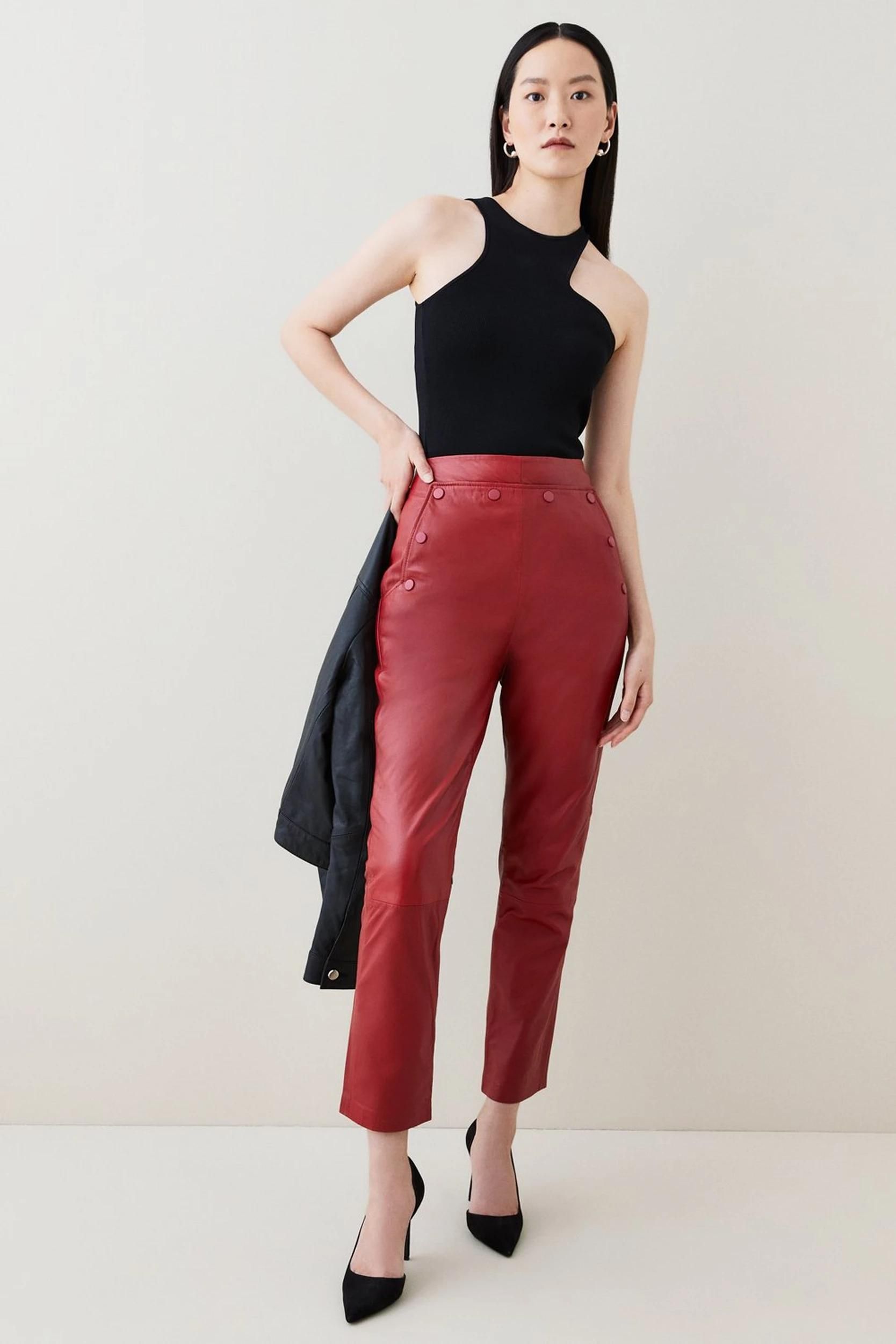 Clothing  Trousers  Mistress Rocks Unconditional Red Vegan Leather  Trousers