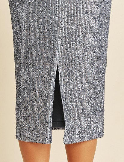 Sequin Midi A-Line Skirt