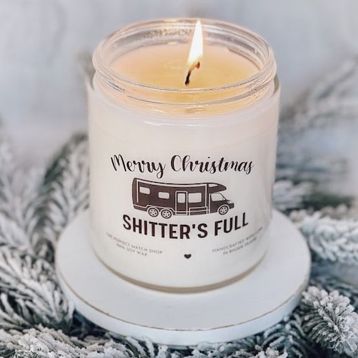 Merry Christmas Shitters Full Candle