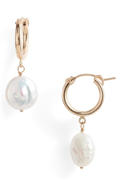 Lucia Cultured Pearl Huggie Earrings in 14K Gold