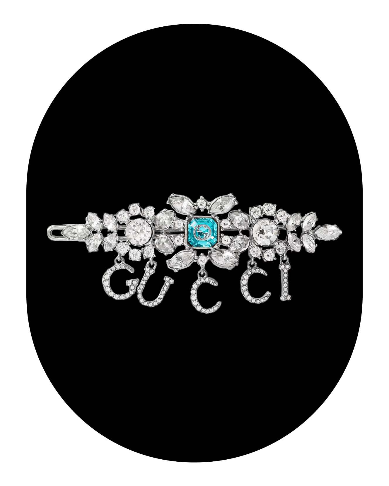 Gucci Silver Crystal and Resin Hair Clip