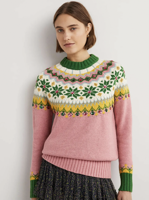 Embellished Fair Isle Sweater