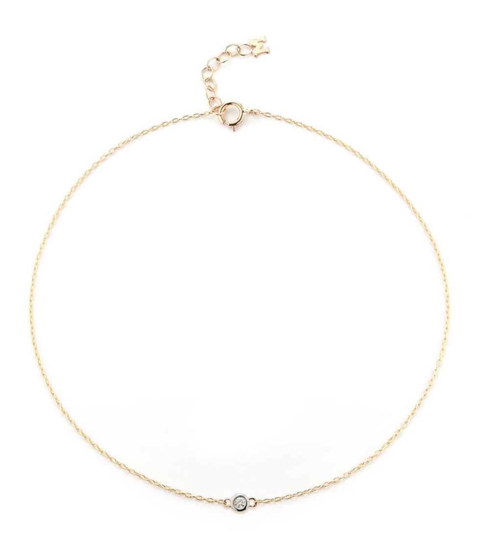 14K Gold Single Diamond Bezel Chain Bracelet