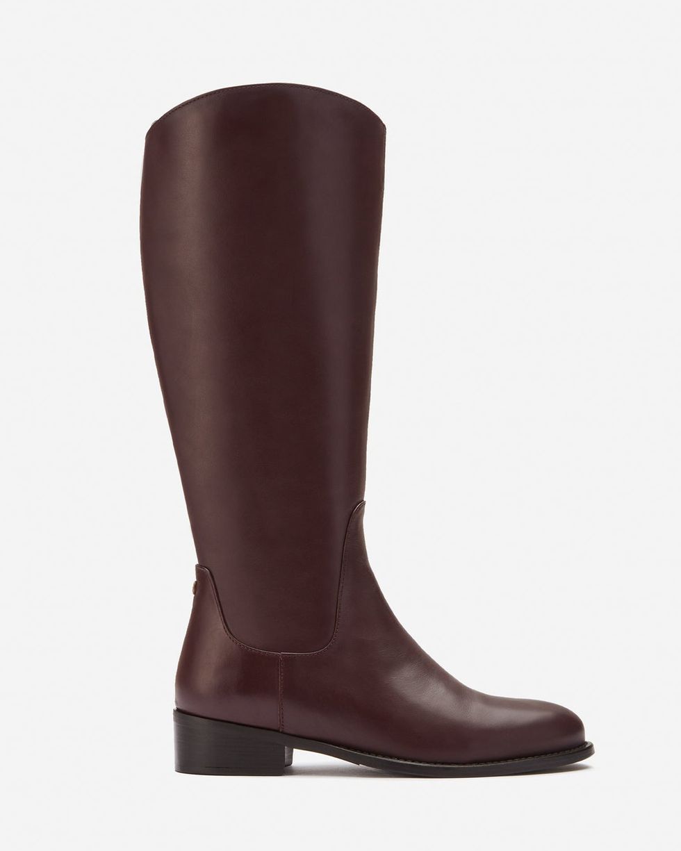 Verity Knee High Boots in Burgundy Leather