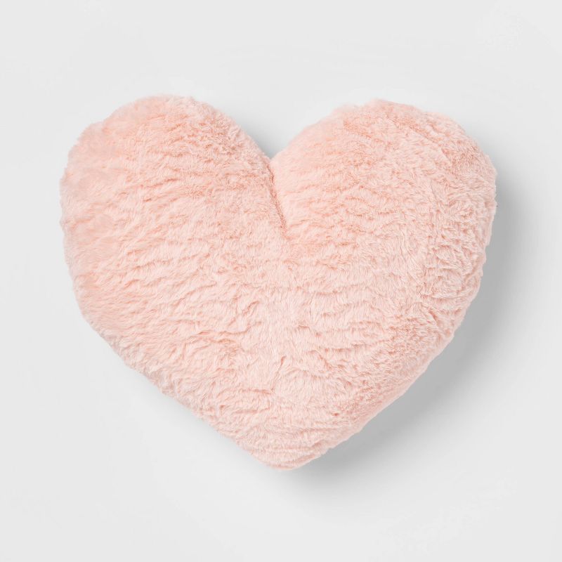 Faux-Fur Heart Throw Pillow