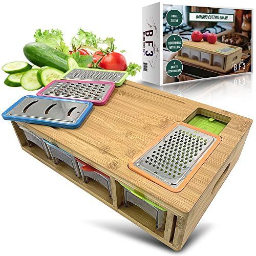 Bamboo Cutting Board with Container & Vegetable Peeler Set
