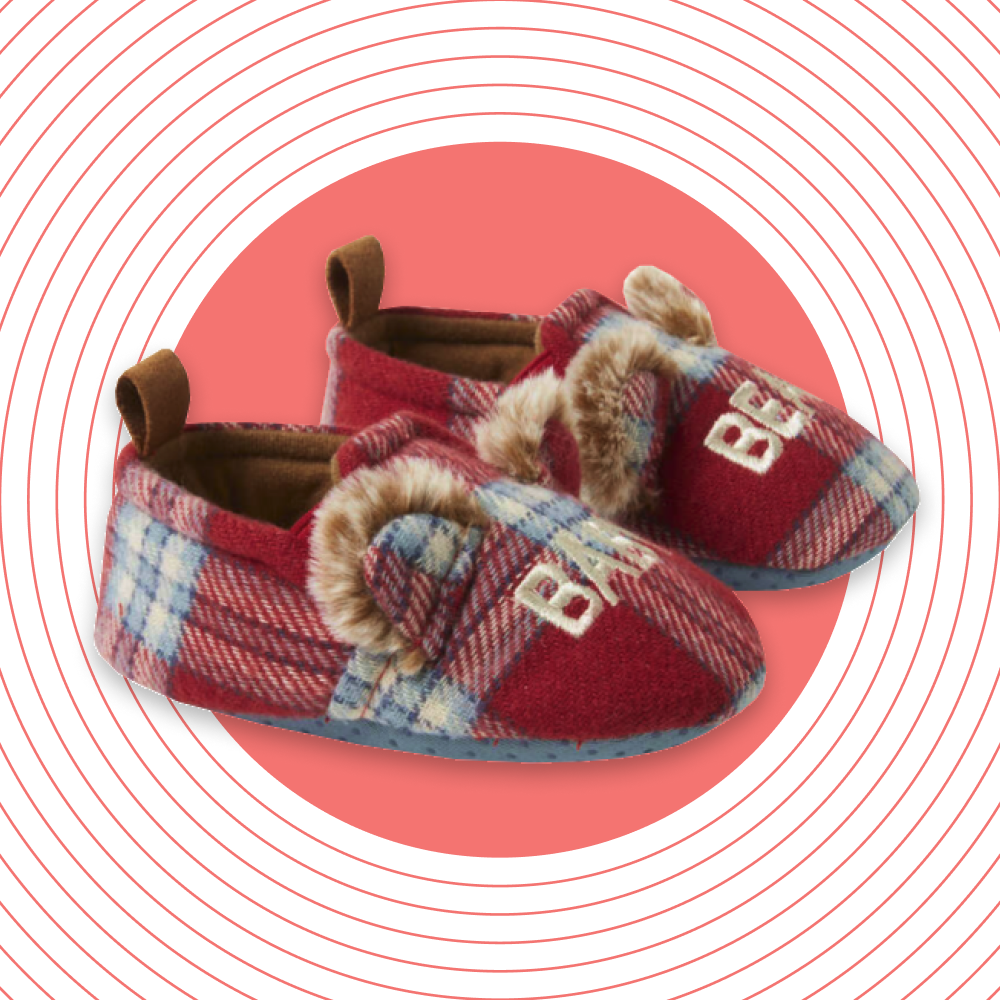 Baby Bear Red Plaid Scuff Slippers