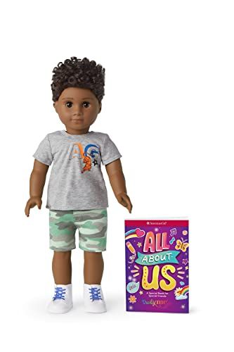 Doll 113 with Brown Eyes and High-Top Curly Dark-Brown Hair