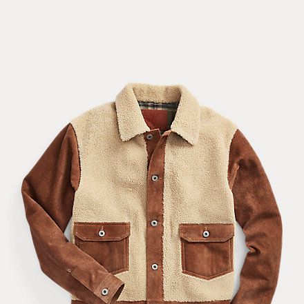 Shearling-Paneled Roughout Suede Jacket