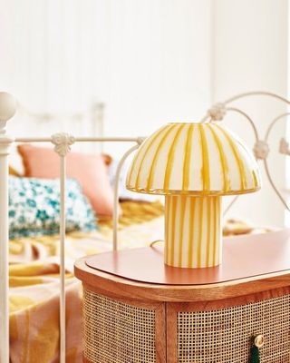 Presley Yellow Stripe Glass Desk & Table Lamp