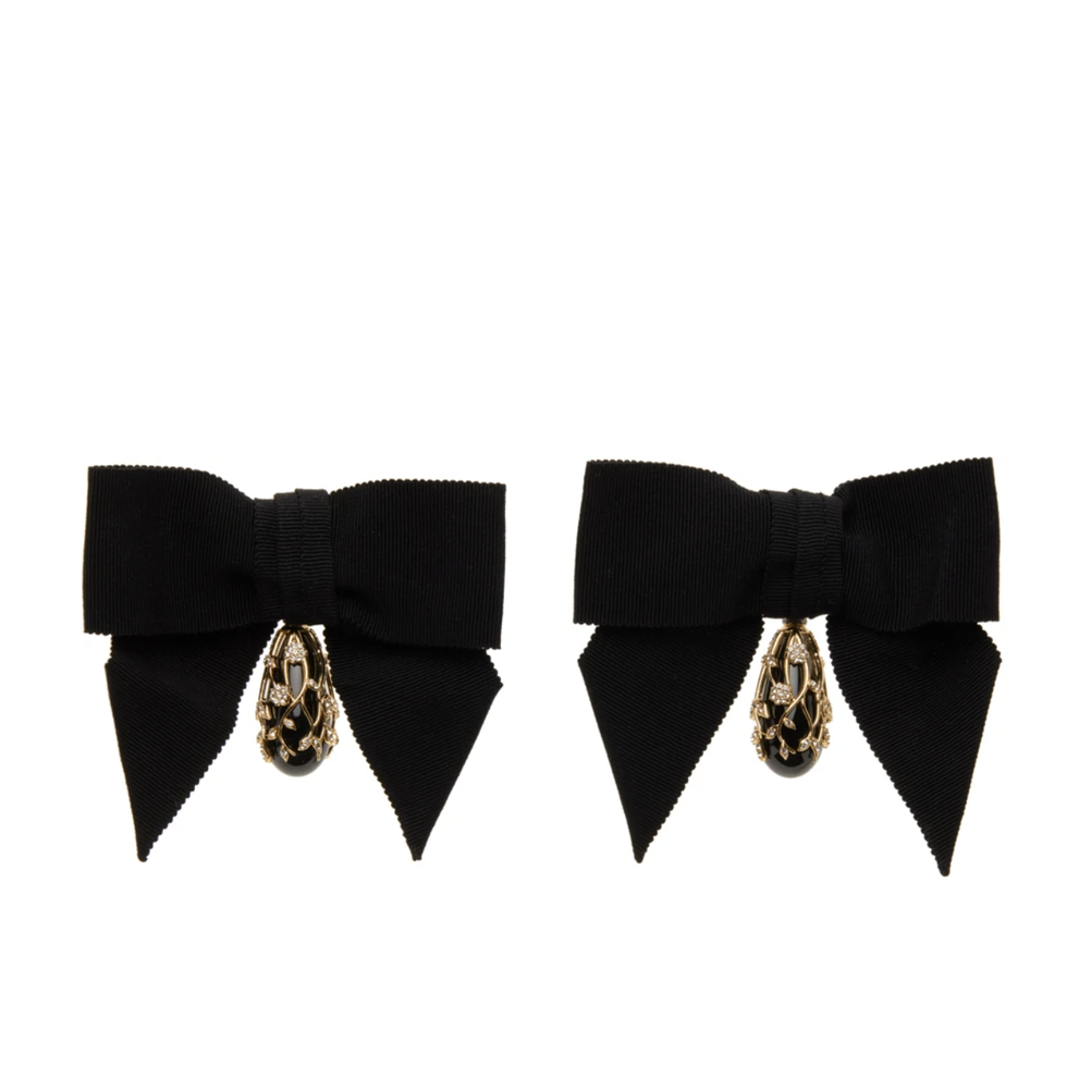 Gold & Black Oversized Bow Earrings