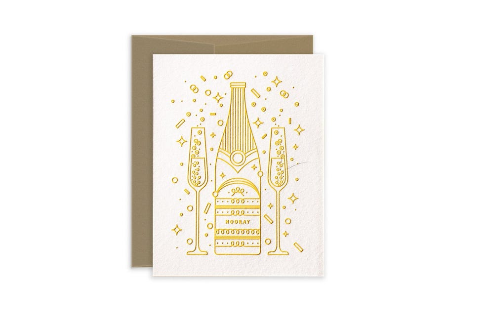 Champagne Bottles New Year Card Set