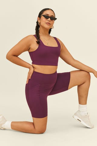 Plum High-Rise Pocket Bike Short