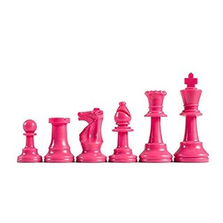 Bright Plastic Staunton Tournament Chessmen - Half Set, Pink