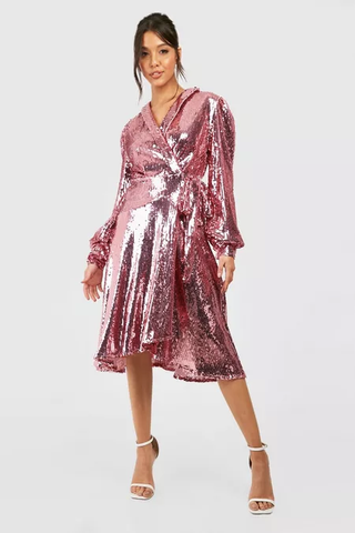 Lorraine Kelly sparkles in ASOS pink sequin midi dress