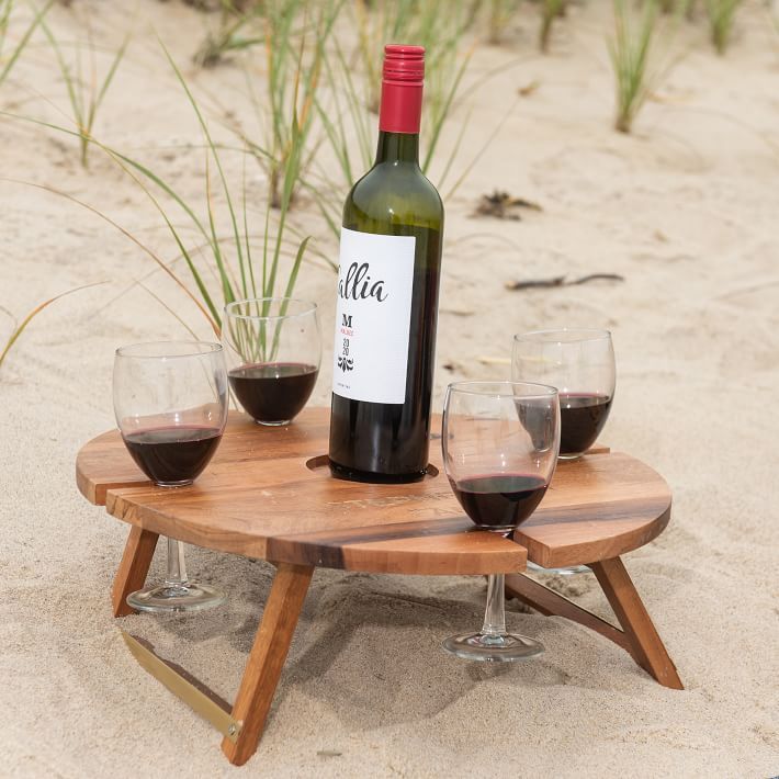 Wood Portable Wine Picnic Table