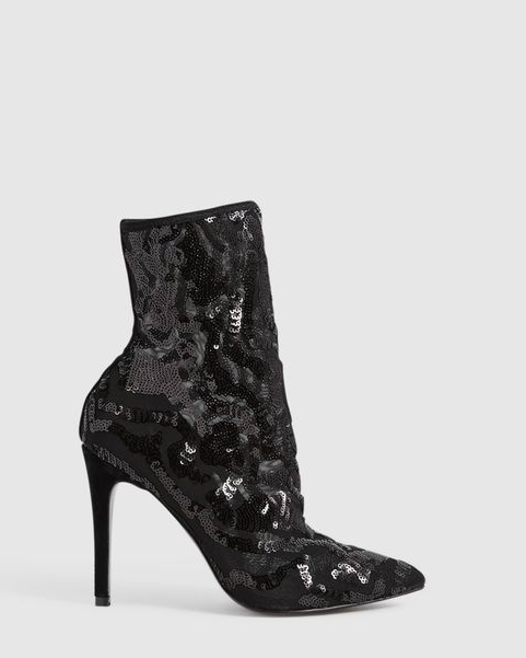 Danika sequin heeled sock boots