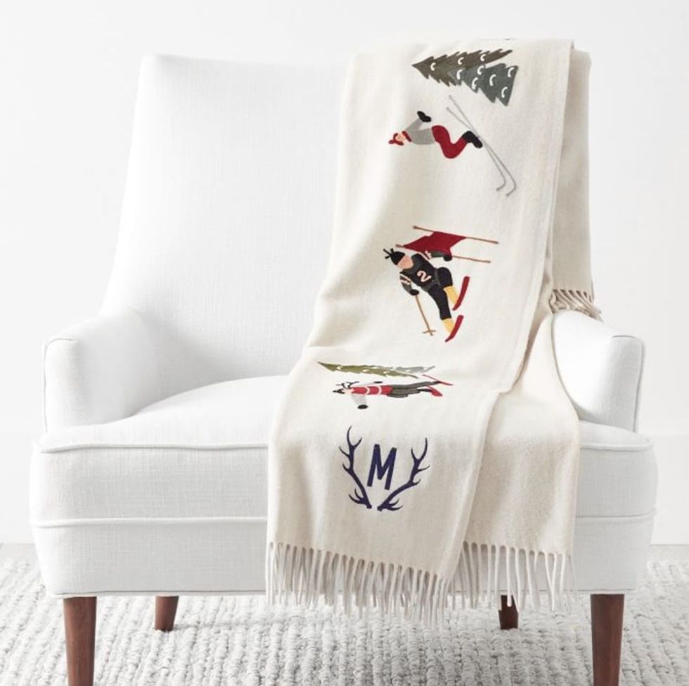 Hand Embroidered Wool Throw