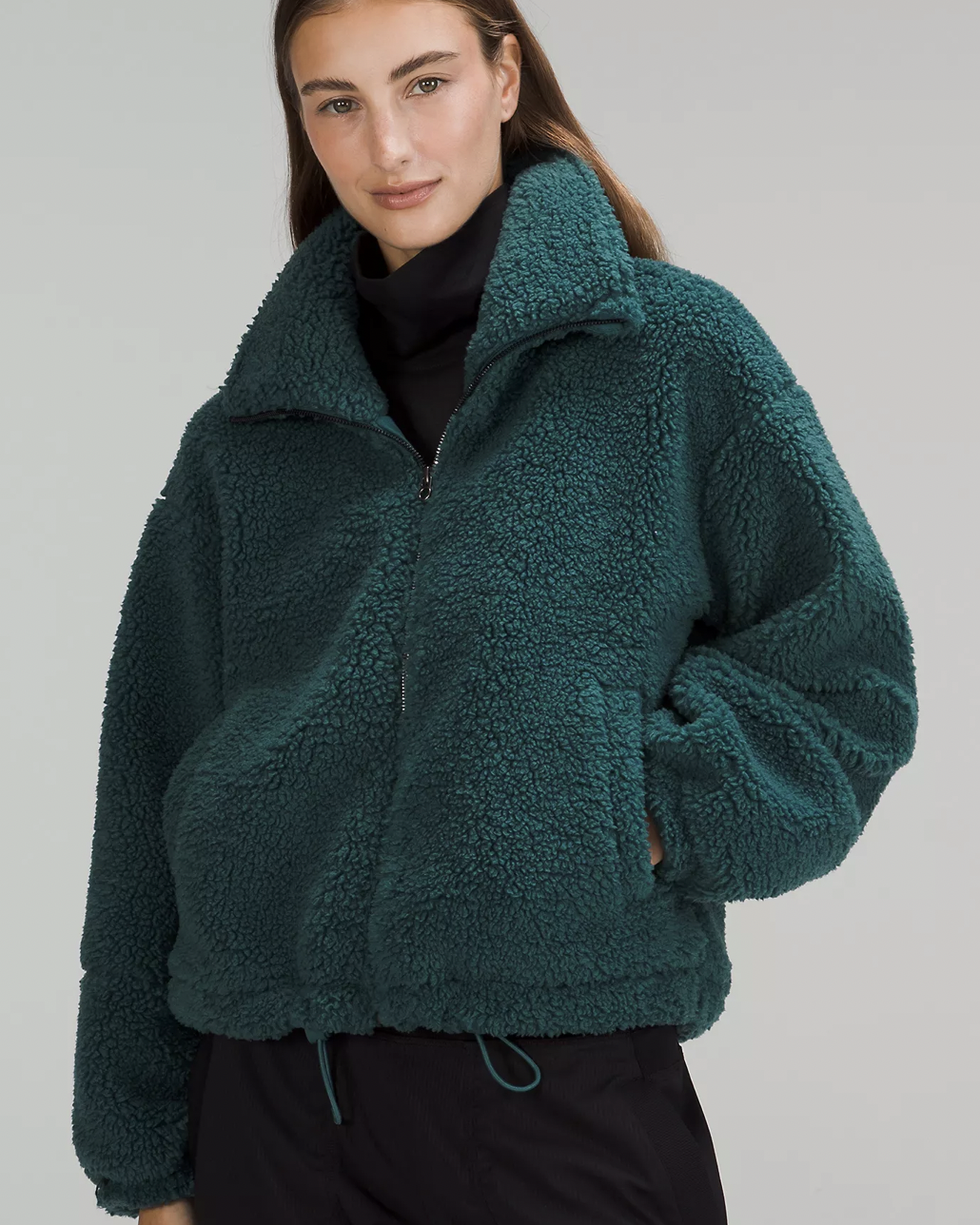 Cinchable Fleece Zip-Up - Green Jasper
