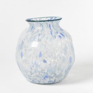 Alma Blue Spot Clear Glass Vase