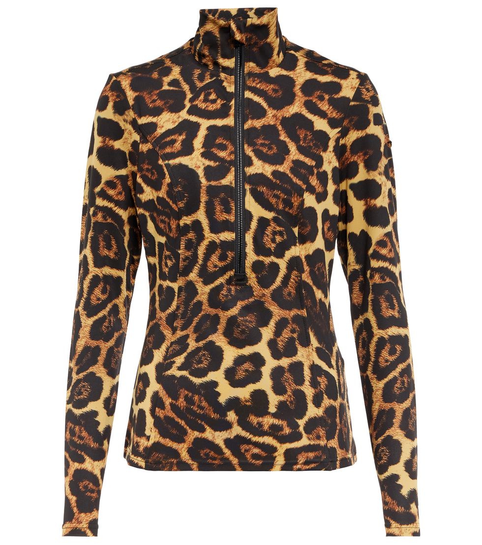 Leona jaguar-print mockneck ski top