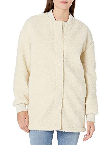 Relaxed Fit Sherpa Long Sleeve Snap Front Coat