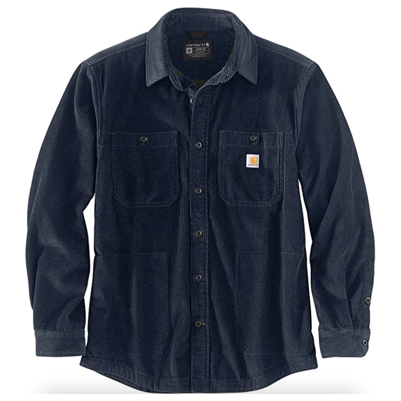 Loose Fit Heavyweight Corduroy Jersey-Lined Long-Sleeve Shirt