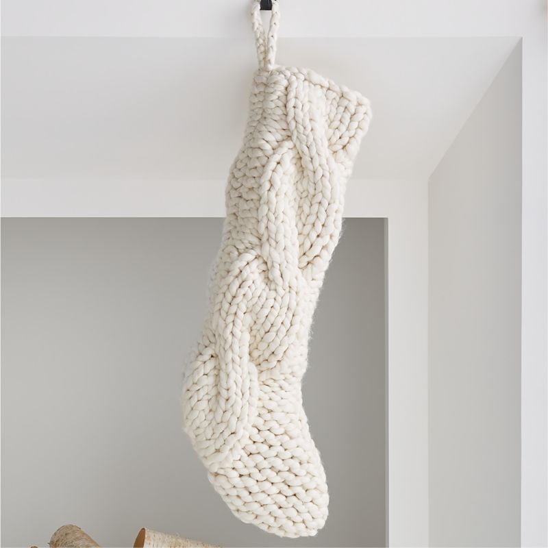 Cozy Ivory Knit Stocking