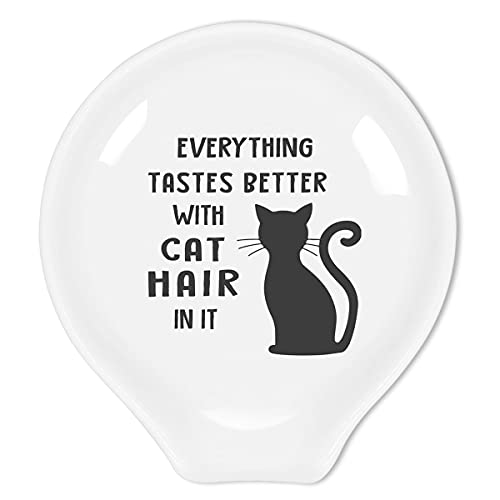 'Everything Tastes Better With Cat Hair In It' Ceramic Spoon Holder